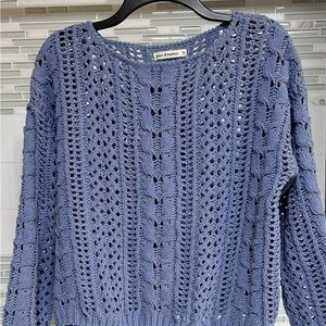 Moon & Madison cornflower blue open knit sweater